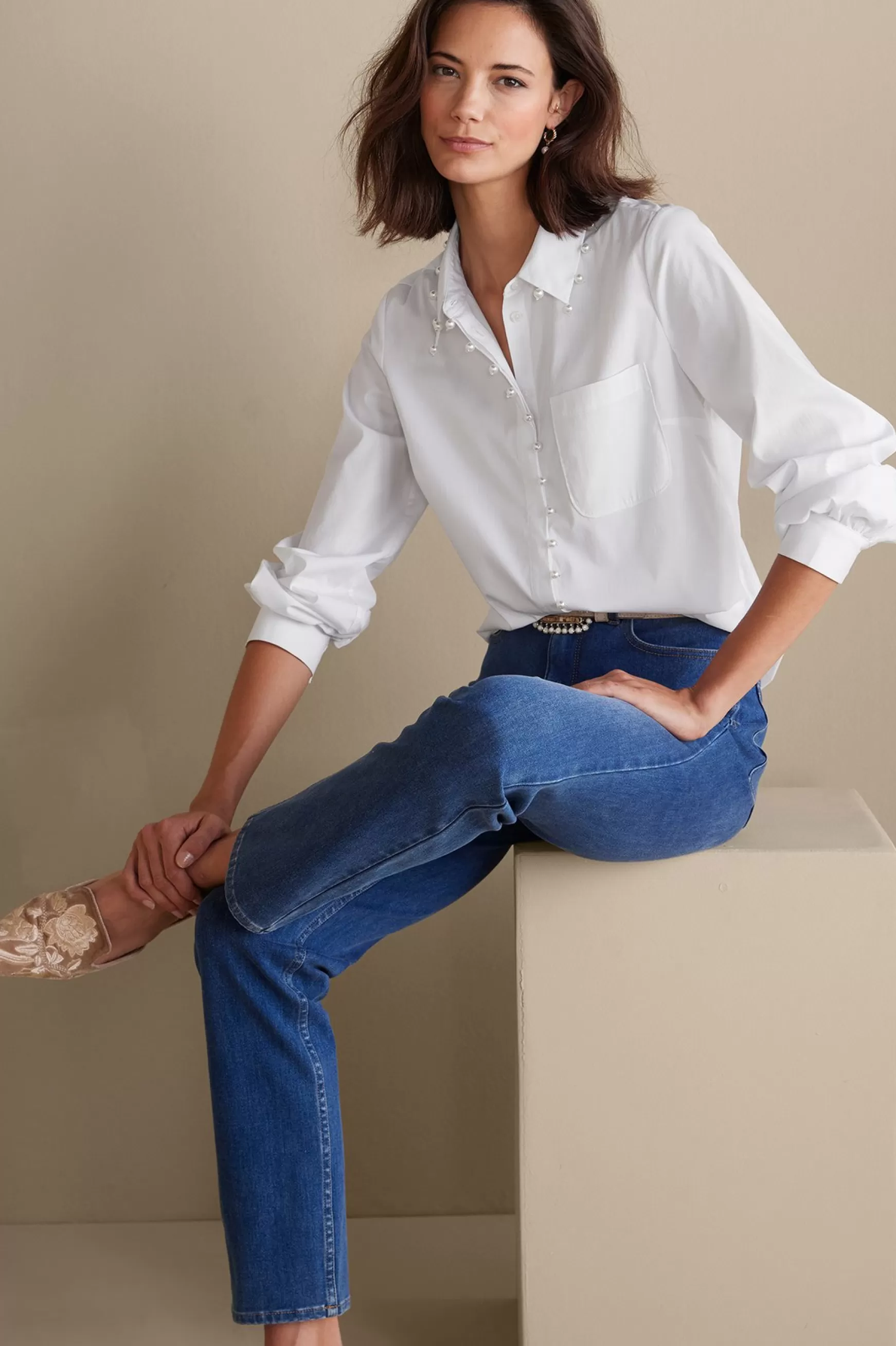 Soft Surroundings Everyday Styles | long sleeve-Rania Pearl Shirt