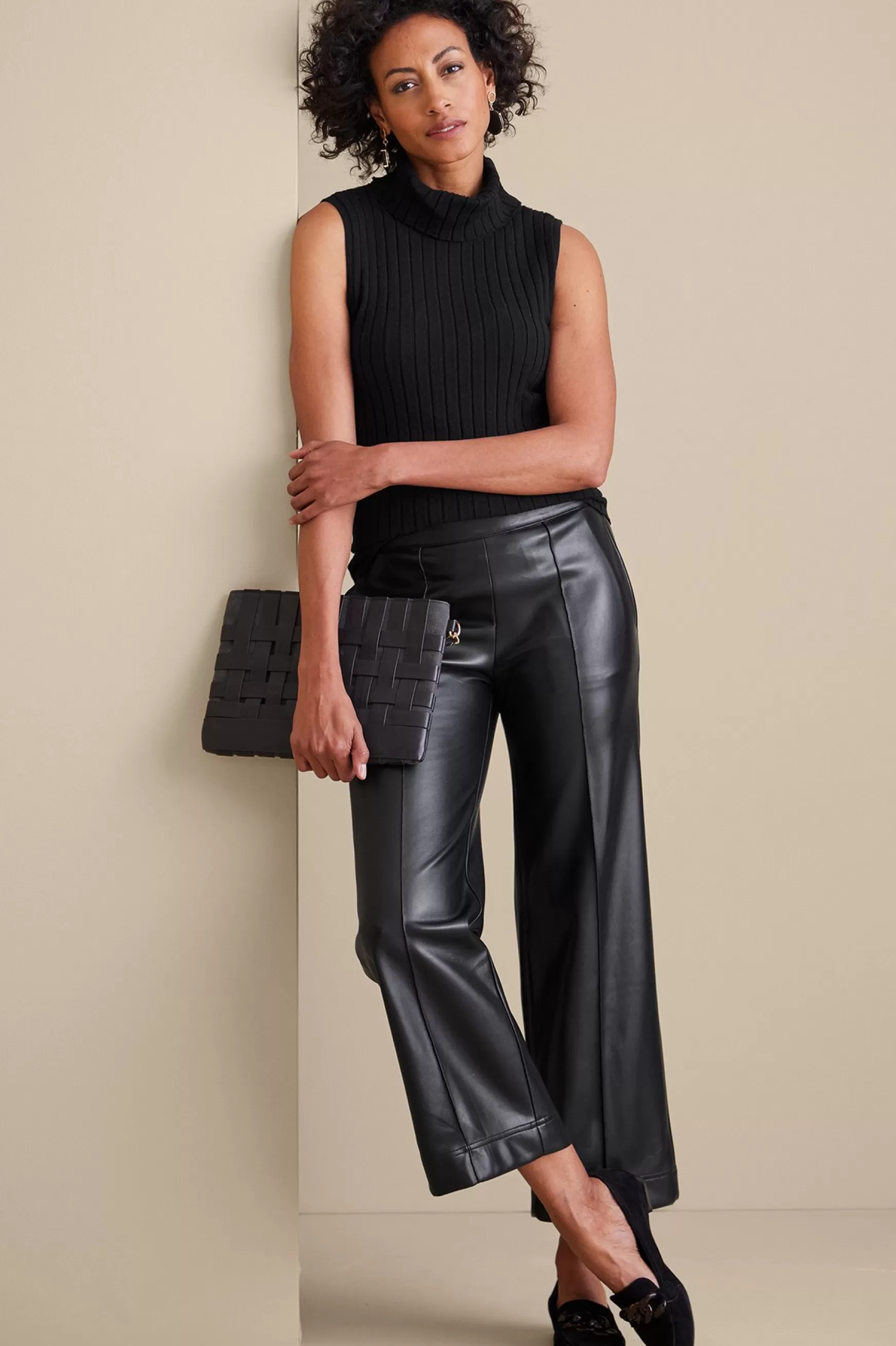 Soft Surroundings cropped | ankle-Rivka Faux Leather Pants