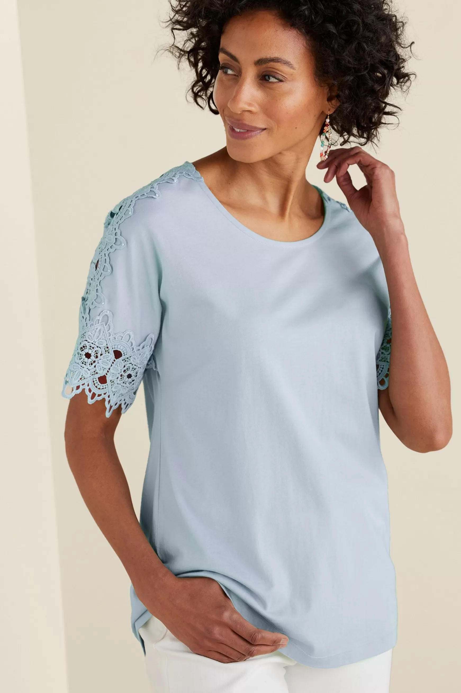 Soft Surroundings Feminine Flourish | Into The Blues-Sabrina Top