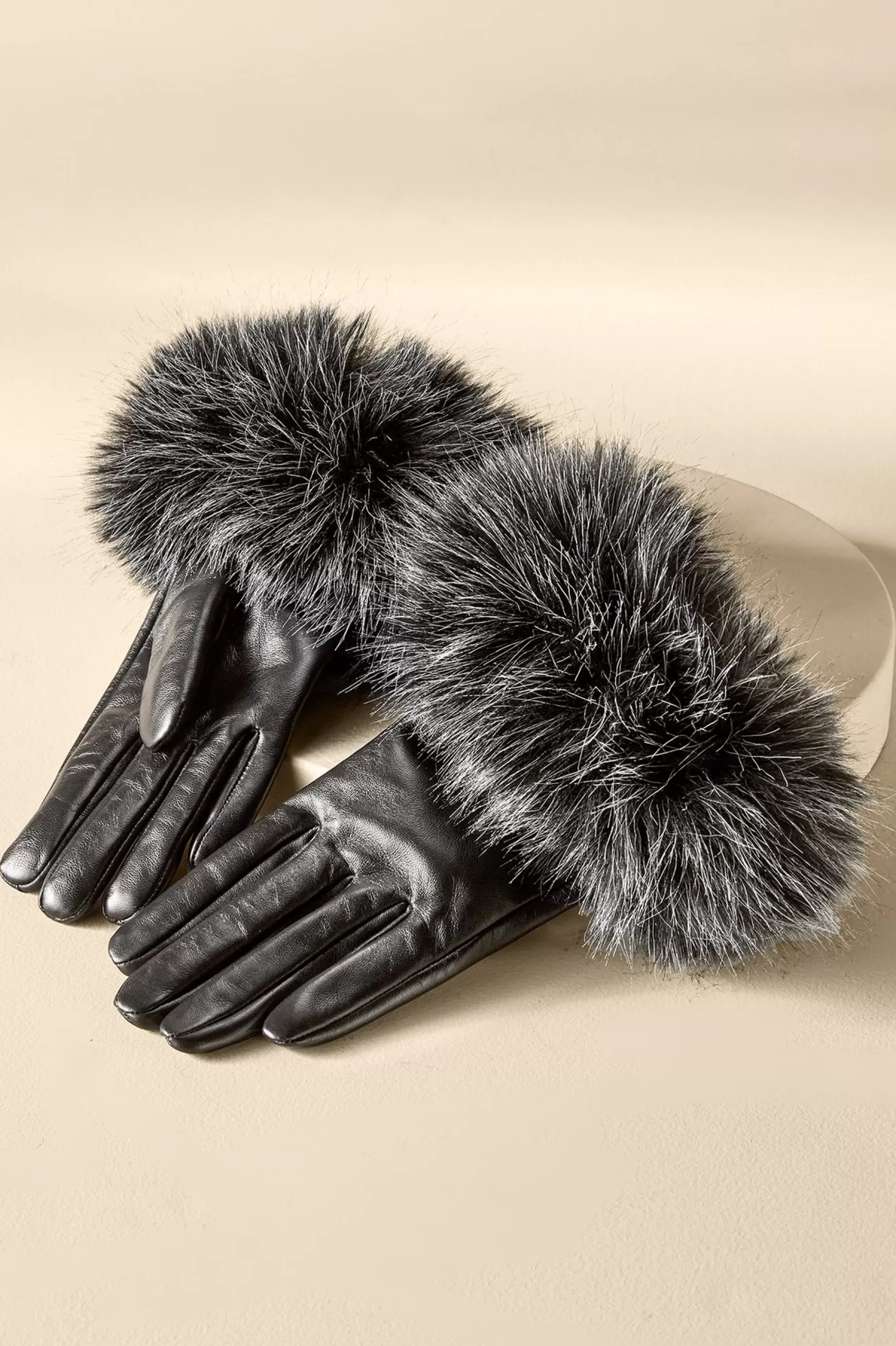 Soft Surroundings Hats-Sasha Faux Fur Leather Gloves