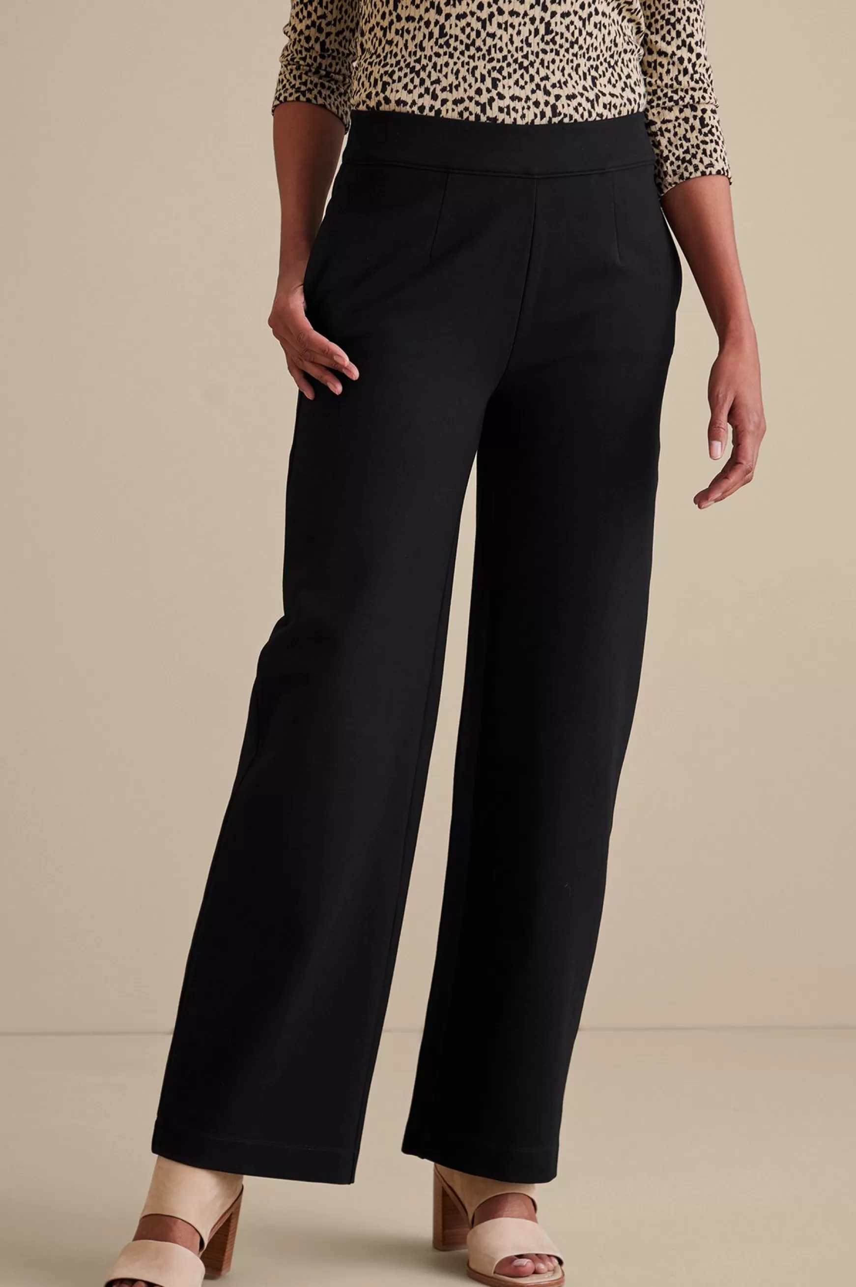 Soft Surroundings Soft Essential Styles | full length-Soft Essential Ponte Wide Leg Pants