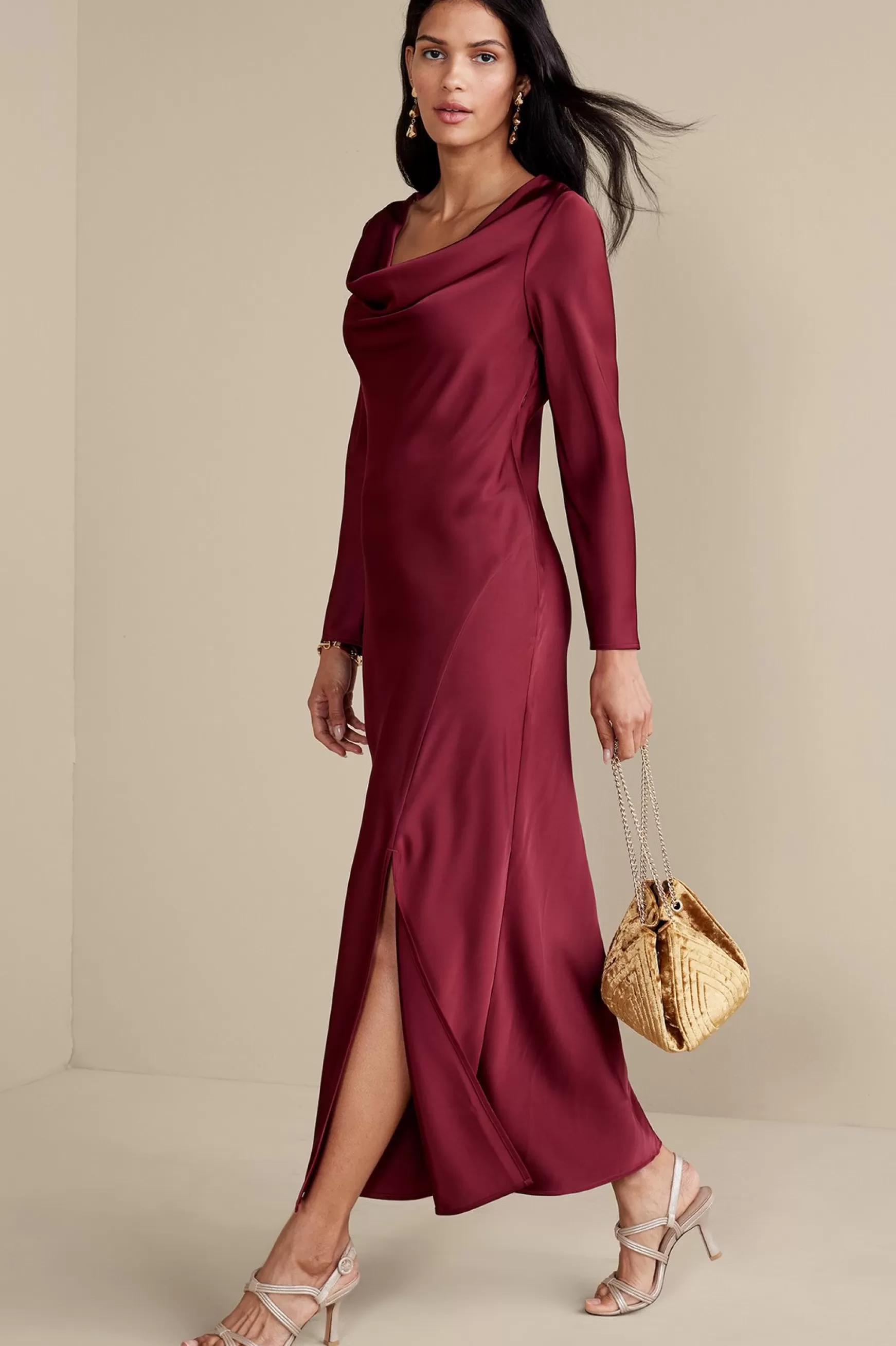 Soft Surroundings occasion dresses | solids-Solange Satin Dress