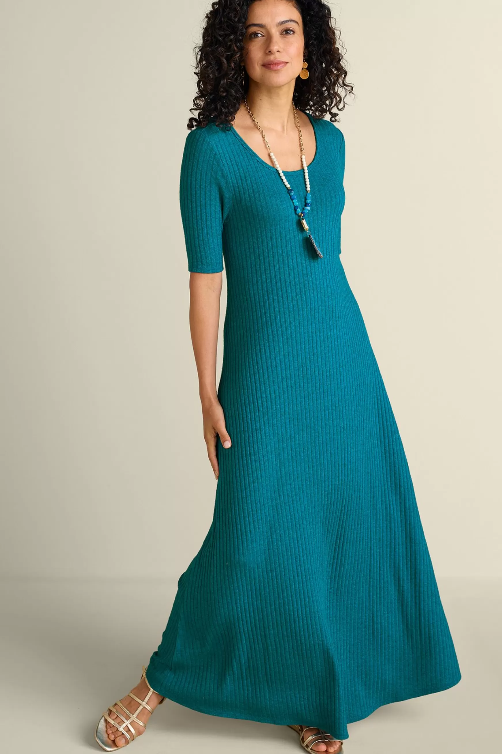 Soft Surroundings Everyday Styles | Vacation Shop-Textured Short Sleeve Santiago Dress