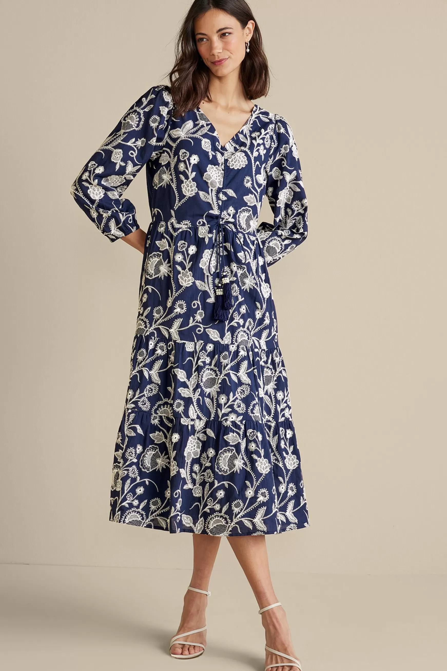 Soft Surroundings Into The Blues | Vacation Shop-Tilda Embroidered Midi Dress