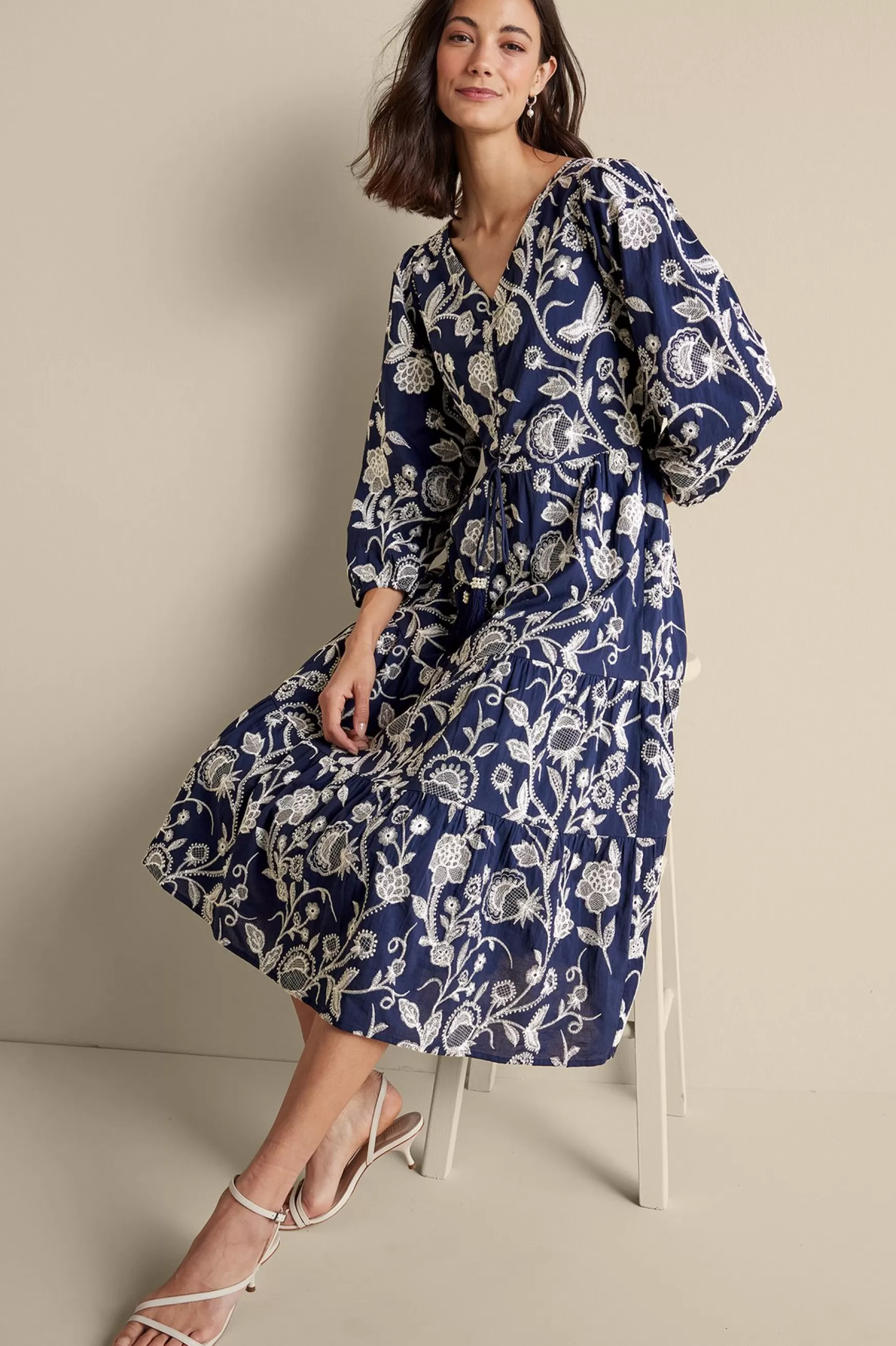 Soft Surroundings Into The Blues | Vacation Shop-Tilda Embroidered Midi Dress