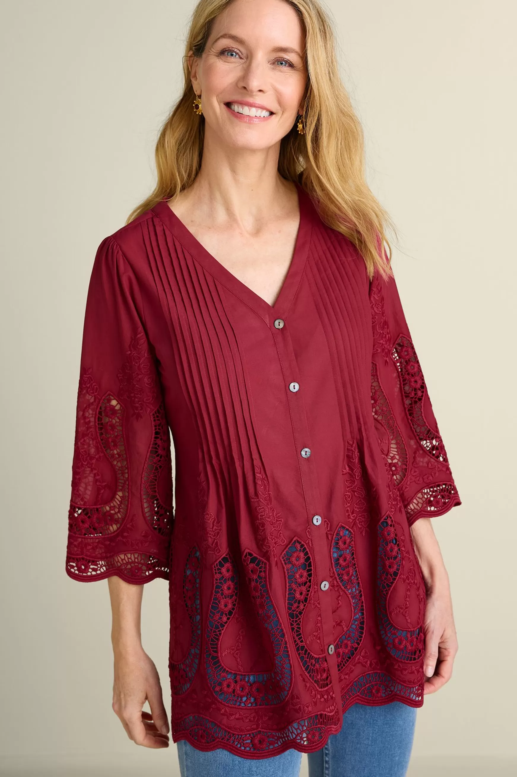 Soft Surroundings Feminine Flourish | Vacation Shop-Trella Eyelet Top