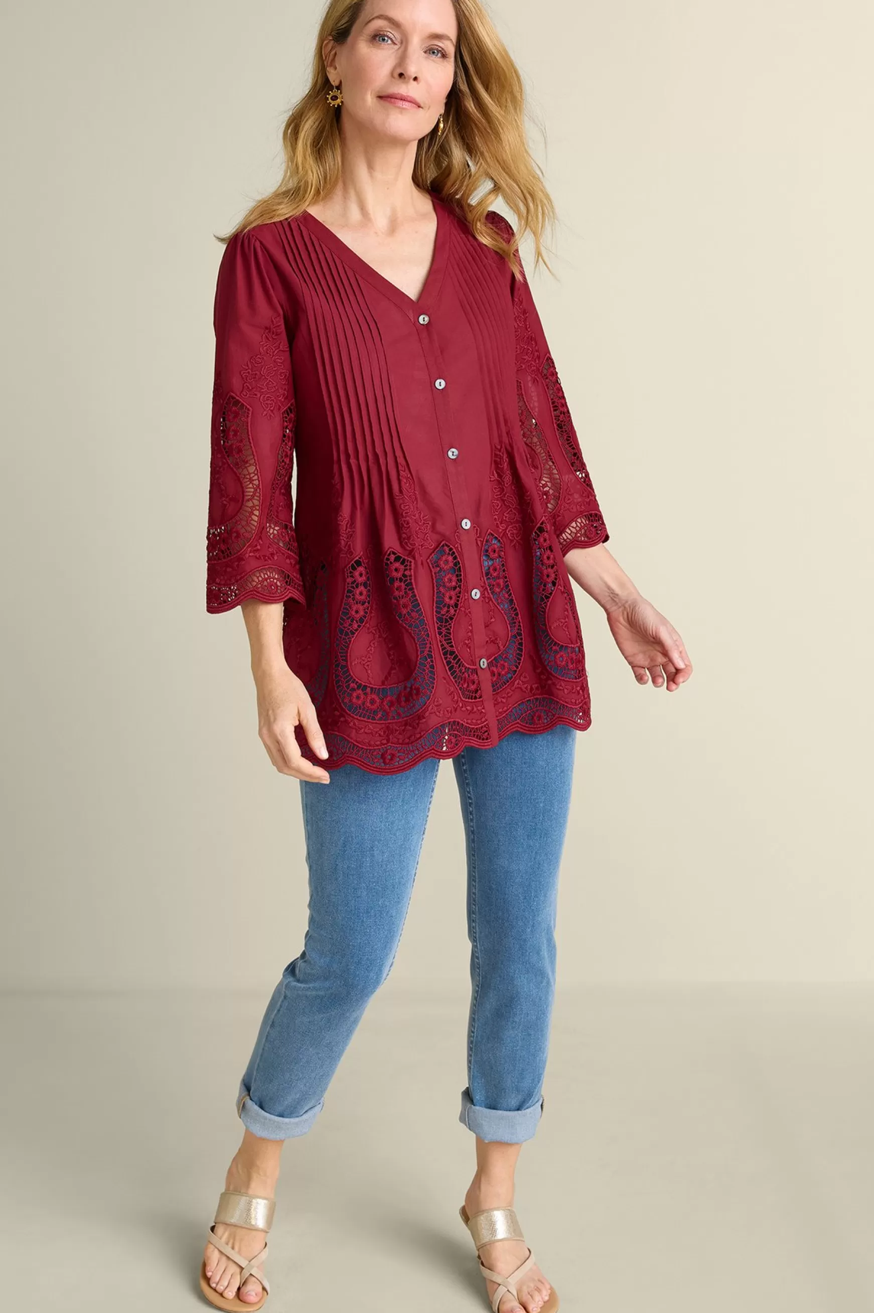 Soft Surroundings Feminine Flourish | Vacation Shop-Trella Eyelet Top