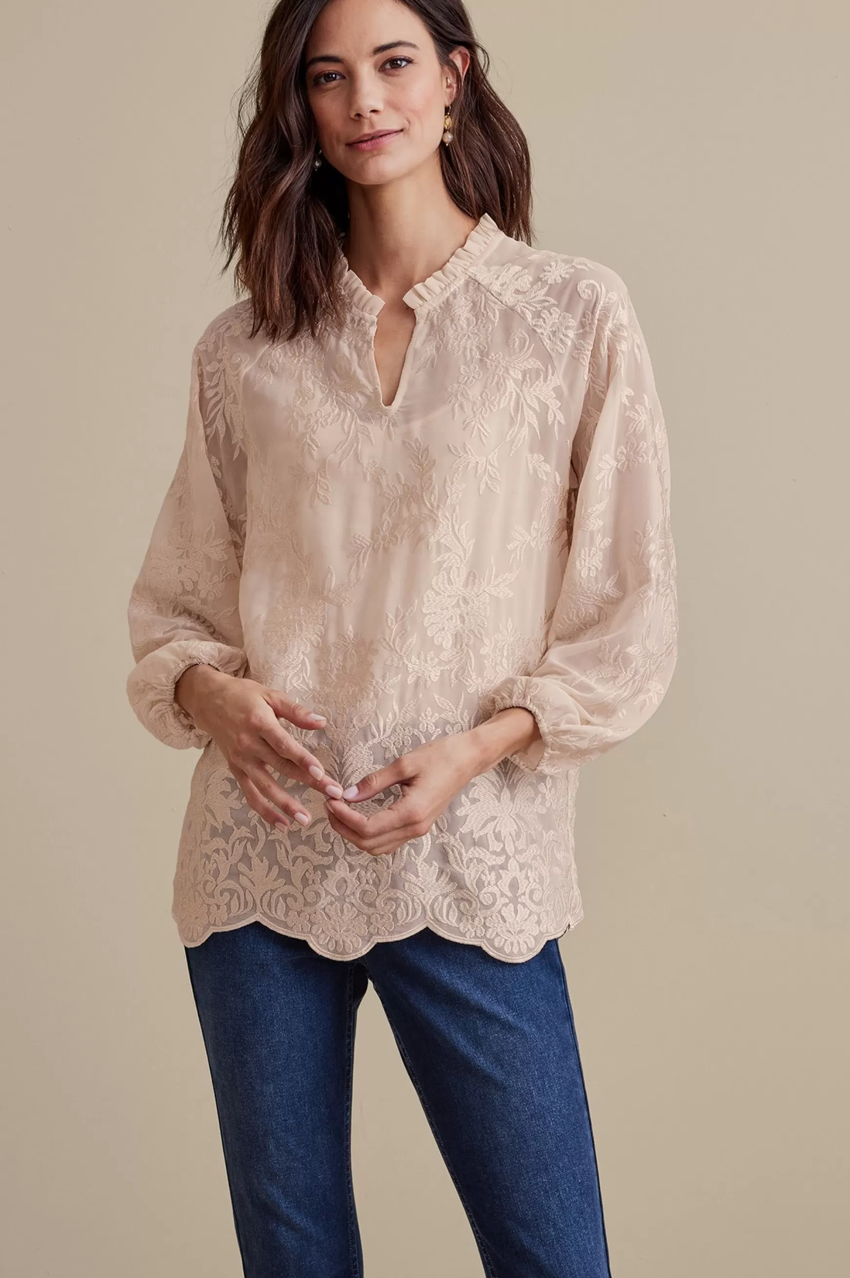 Soft Surroundings Feminine Flourish | Global Artistry-Tresa Lace Top