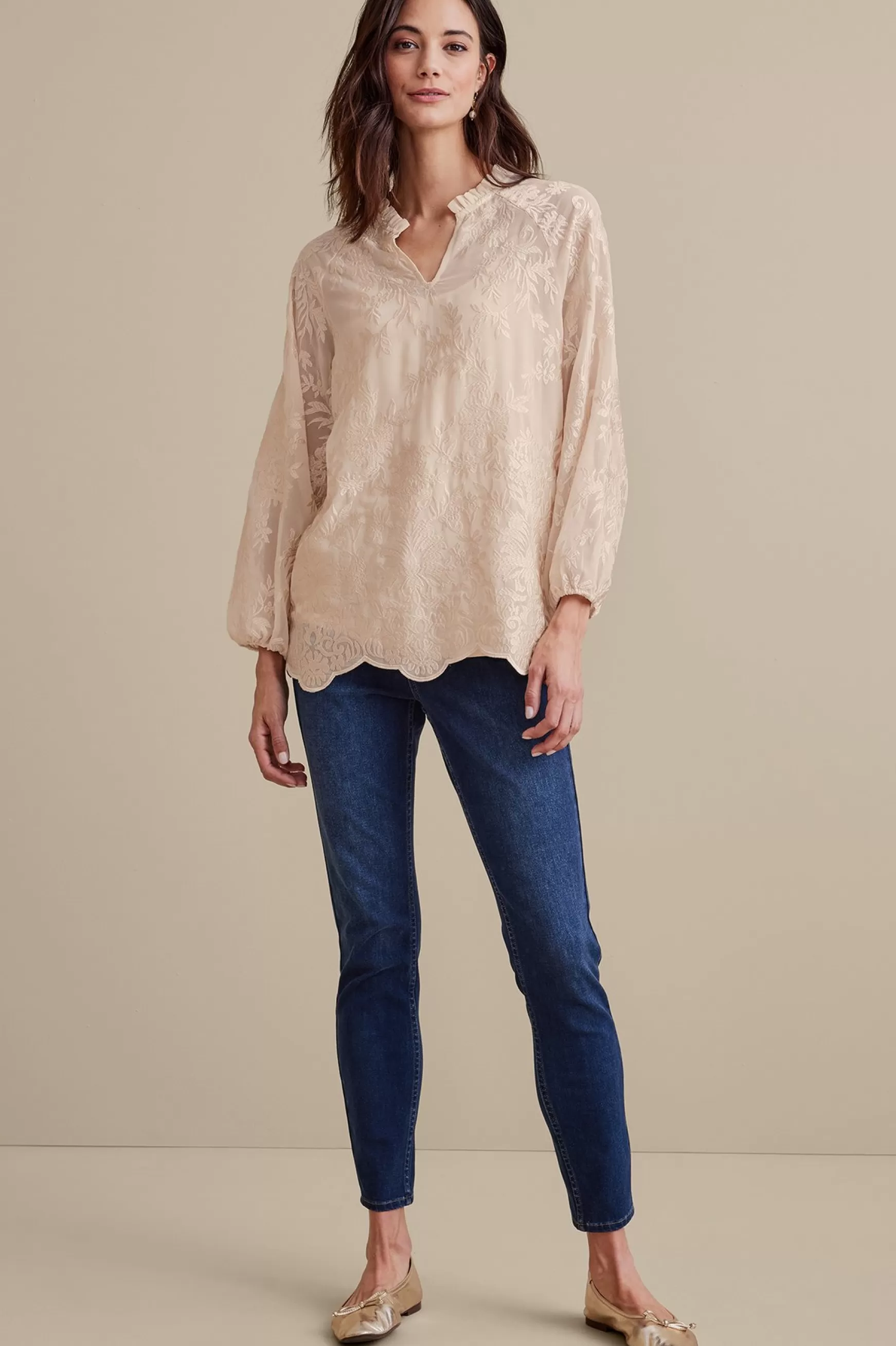 Soft Surroundings Feminine Flourish | Global Artistry-Tresa Lace Top