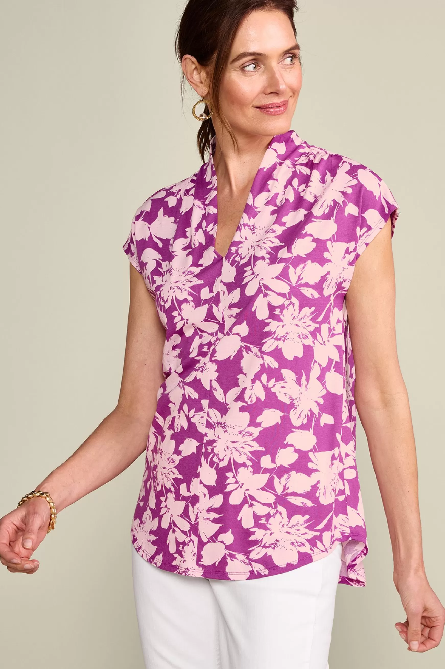 Soft Surroundings short sleeve | tops & tees-Twilight Luau Printed Tunic