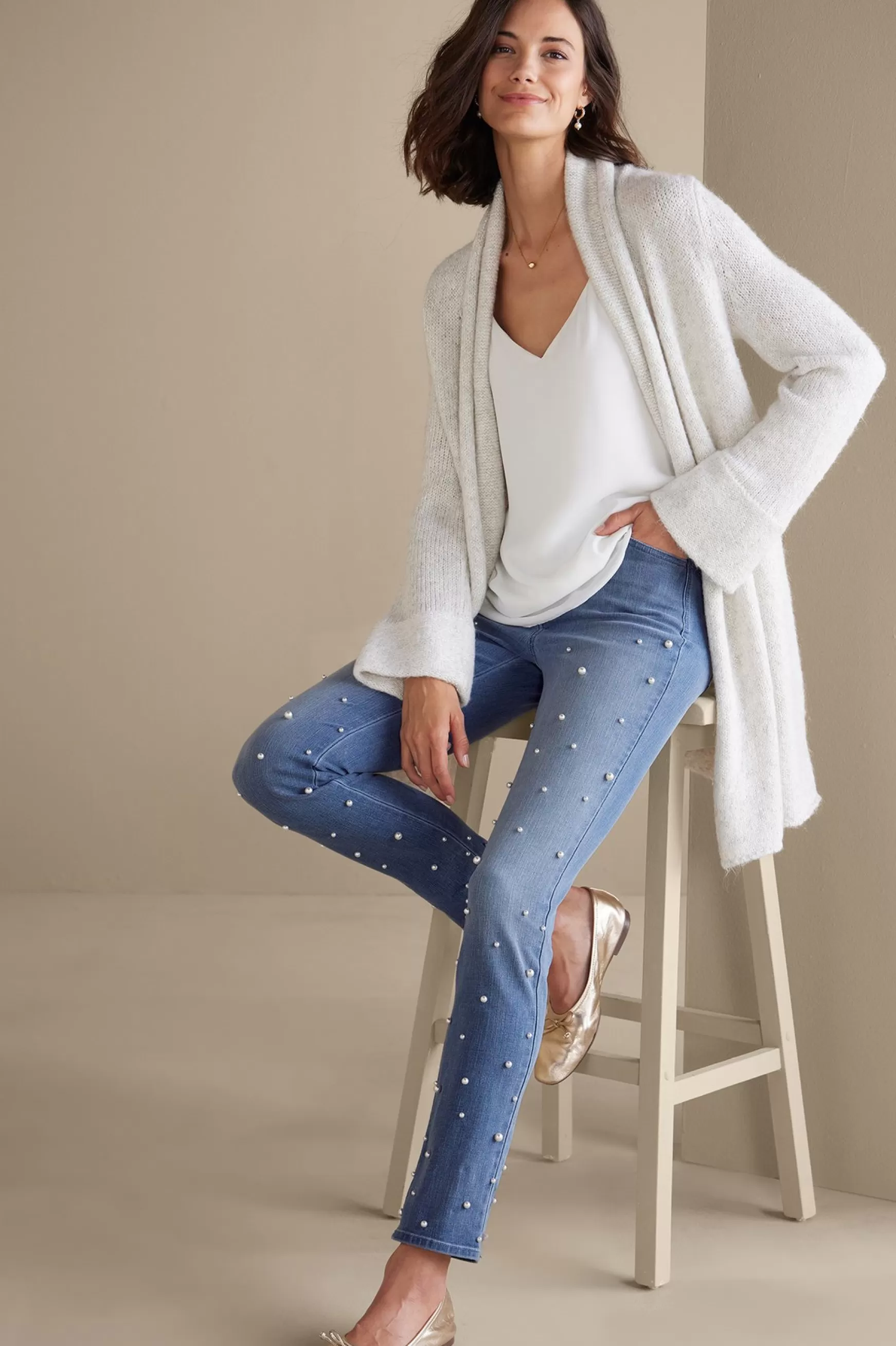 Soft Surroundings Wear Now Styles | leggings-Ultimate Denim Pearl Straight Leg Jeans