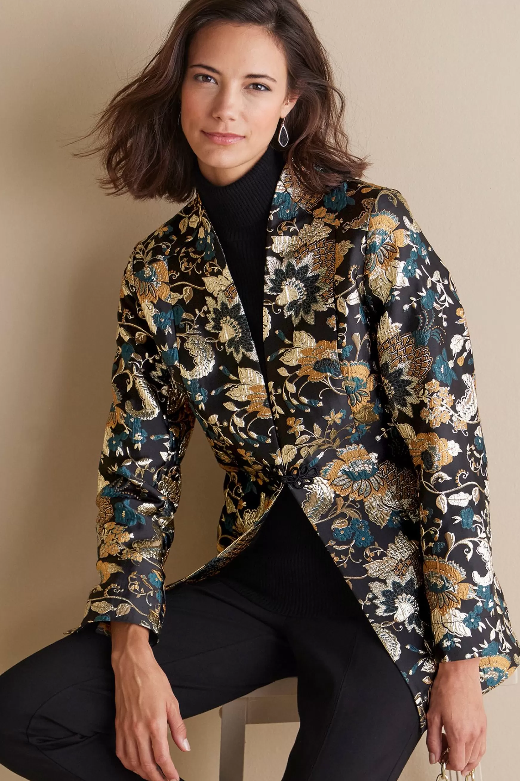 Soft Surroundings Feminine Flourish | Global Artistry-Viola Jacquard Jacket