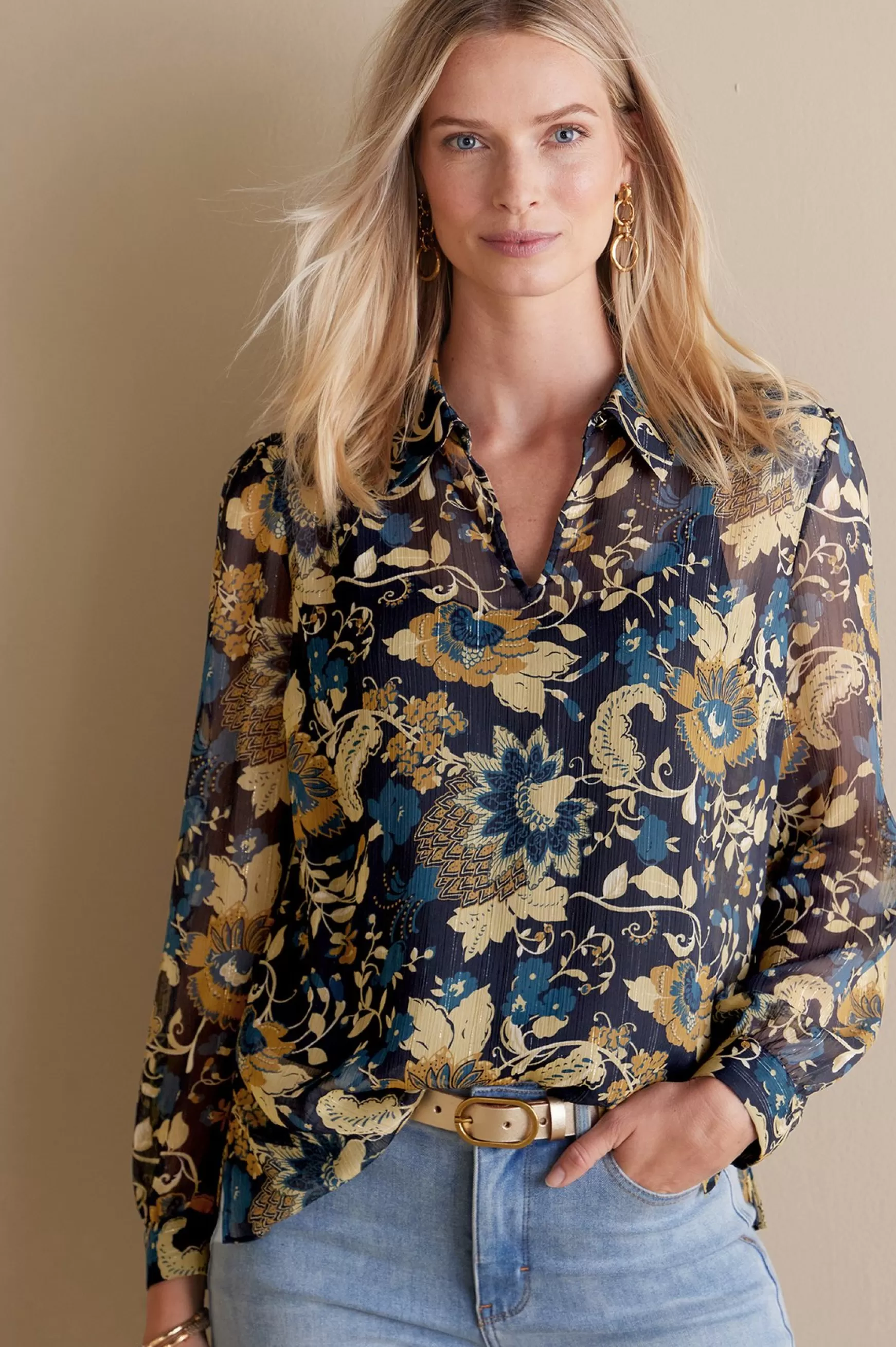 Soft Surroundings Feminine Flourish | Everyday Styles-Viola Shimmer Blouse