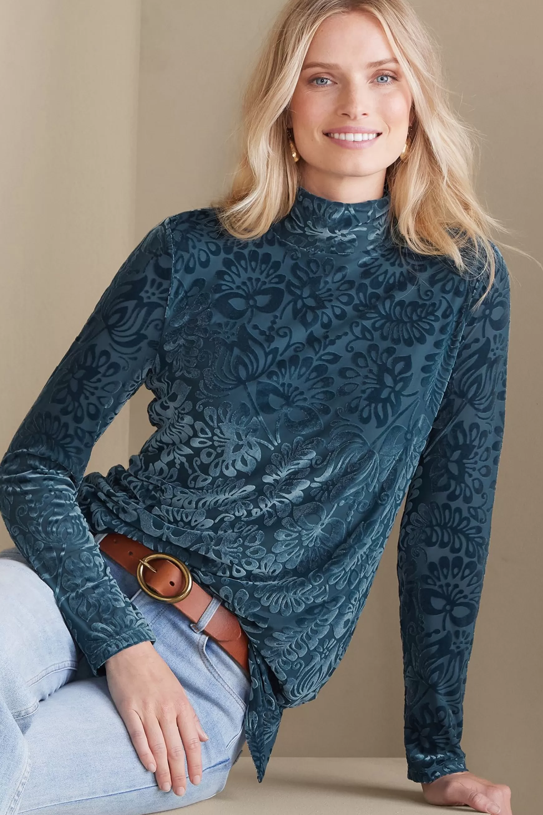 Soft Surroundings Feminine Flourish | Everyday Styles-Walden Velvet Turtleneck