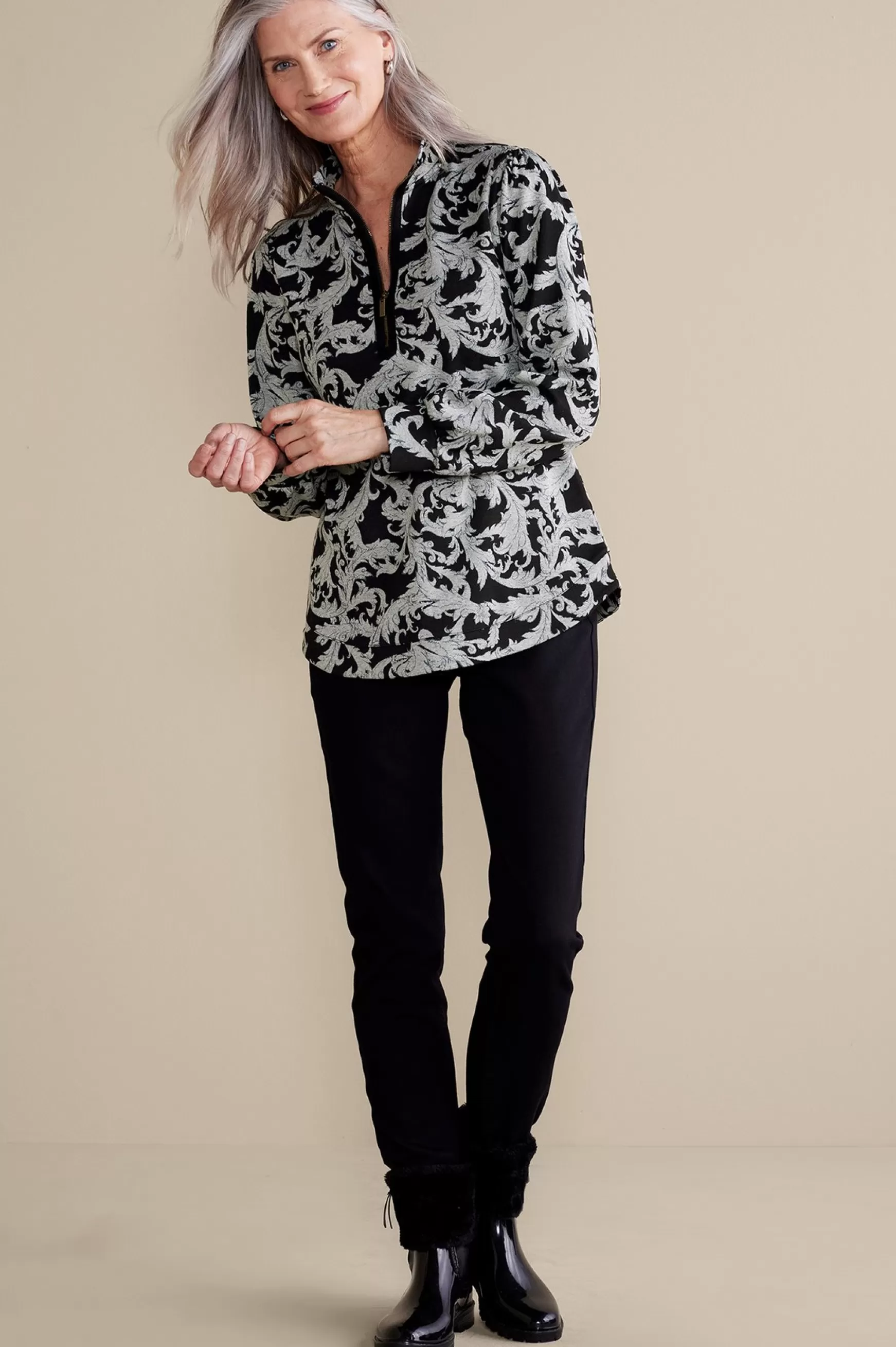 Soft Surroundings Feminine Flourish | long sleeve-Winona Pullover