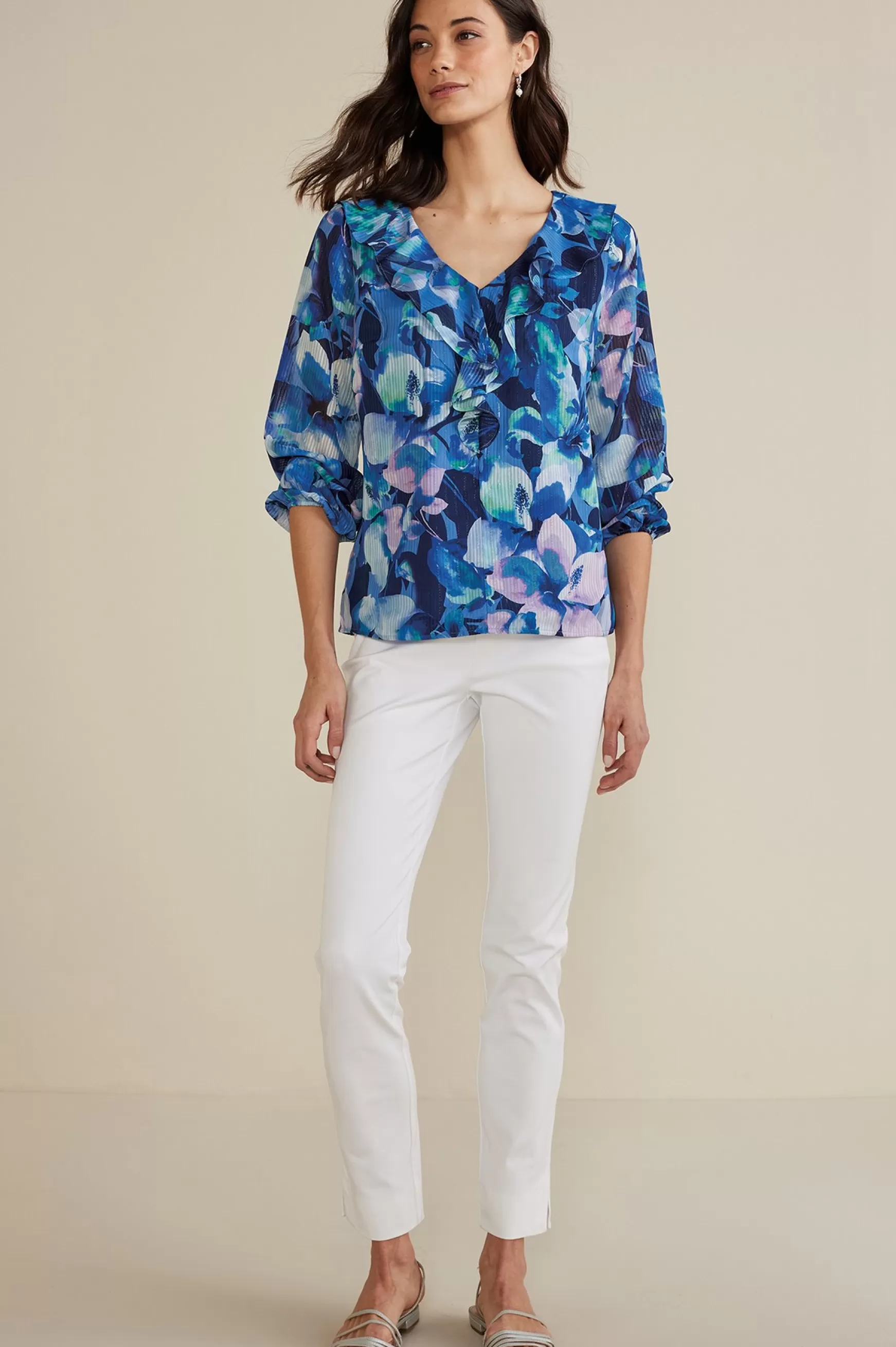 Soft Surroundings Feminine Flourish | long sleeve-Xenia Ruffle Top