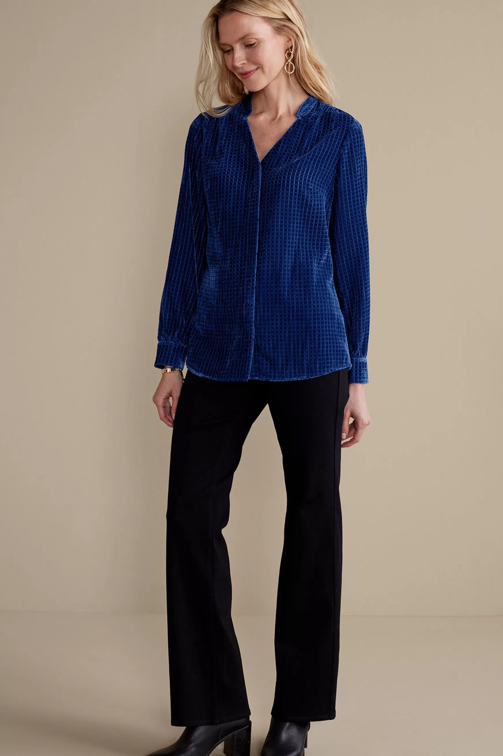 Soft Surroundings Into The Blues | Everyday Styles-Zia Velvet Shirt